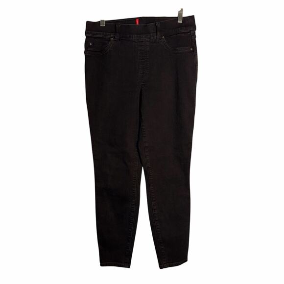 Spanx Ankle Skinny Jeans Clean Black Size Large #20278R Pull-On Shaping Denim - Picture 1 of 8